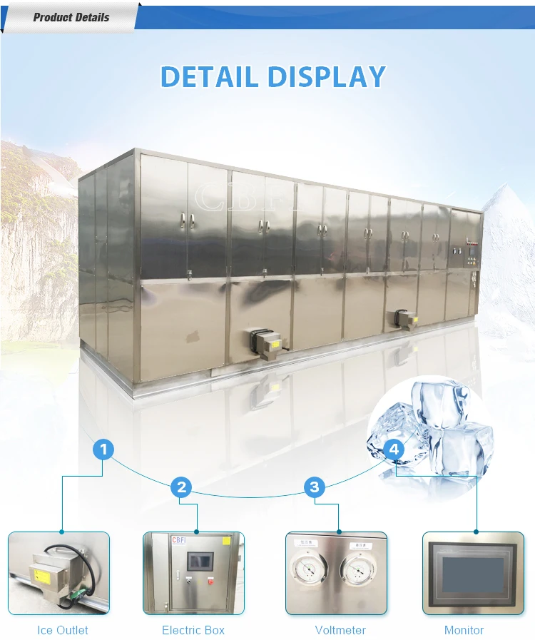 Industrial Types Large Capacity 1 ton to 20 tons Edible Crystal Ice Cube Making Machine Commercial Ice Maker Manufacturer Price