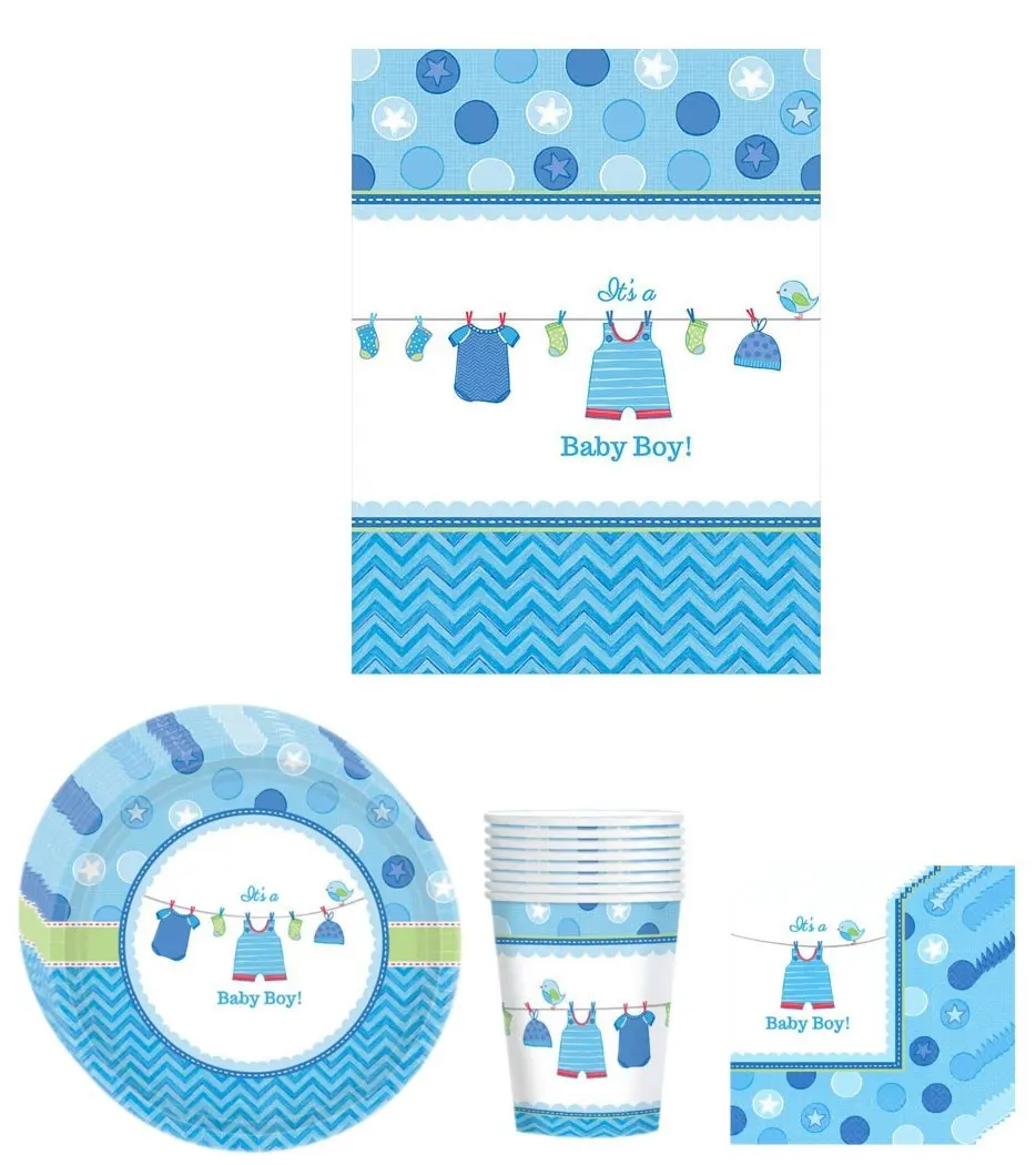 Buy Baby Boy Shower Party Supplies Bundle For 18 Disposable Paper