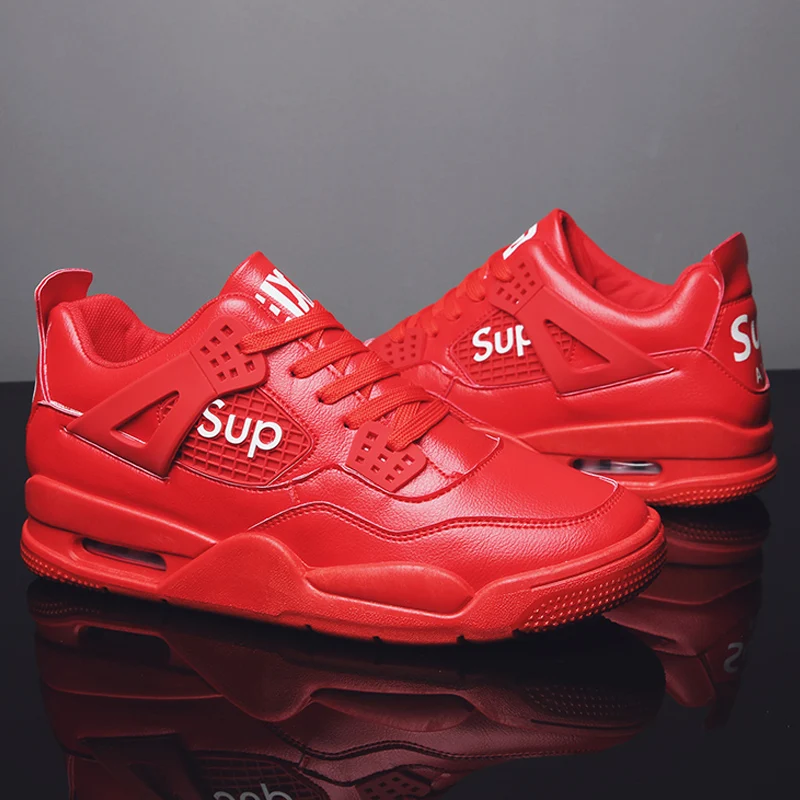 Aj4 X Sup Same Style Men Fashion Sneakers Air Cushion Running shoes Sport Trainers Leather Casual Shoes zapato deportivo