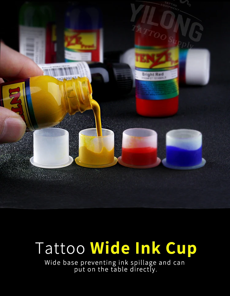 Yilong Hot Sell Tattoo High Quality Sl/M/L/XL size pigment cap plastic ink cap 1000pcs