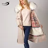 Polyester cotton waterproof windproof shell quality Finland imported fox fur hooded women parka real fur collar winter coat