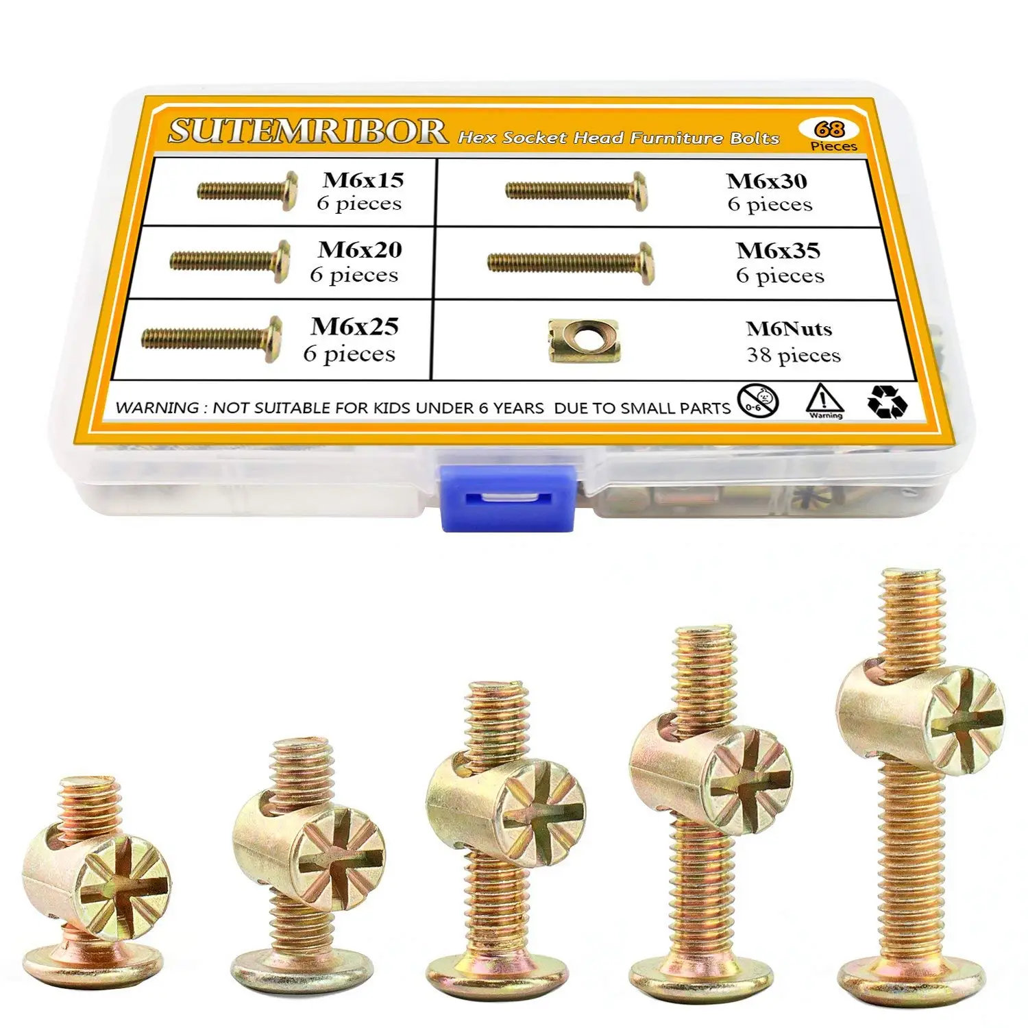 binifiMux 10-Pack M6 x 85mm Allen Head Furniture Crib Baby Bed Bolt M6 Barrel Nut