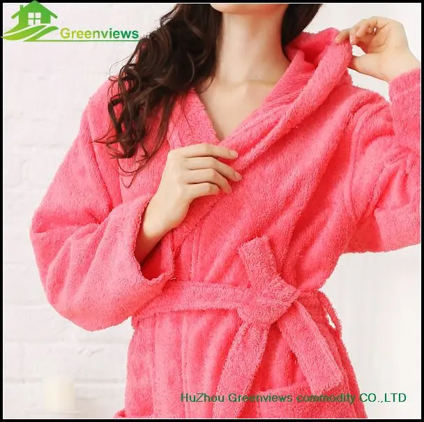Embroidered Robe Hooded Adult Bathrobe Coral Fleece Adults Hooded