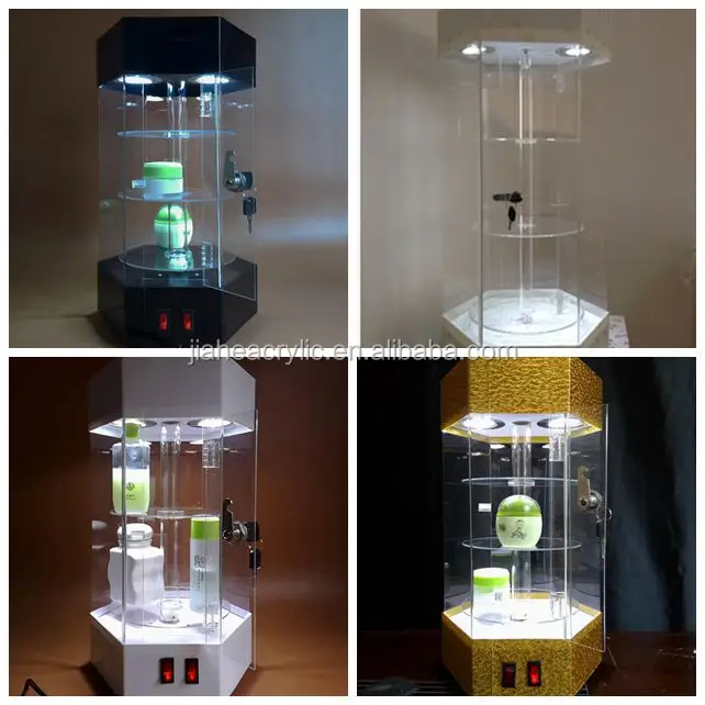 3 Floor Acrylic Electric Rotating Display Case With Led /led Acrylic