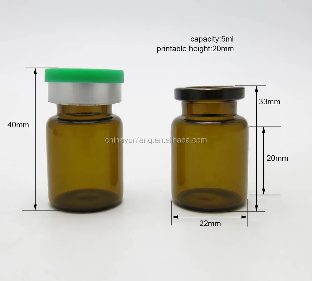 Mini 5ml Amber Glass Vials With Flip Off Cap,5cc Injection Vial Butyl