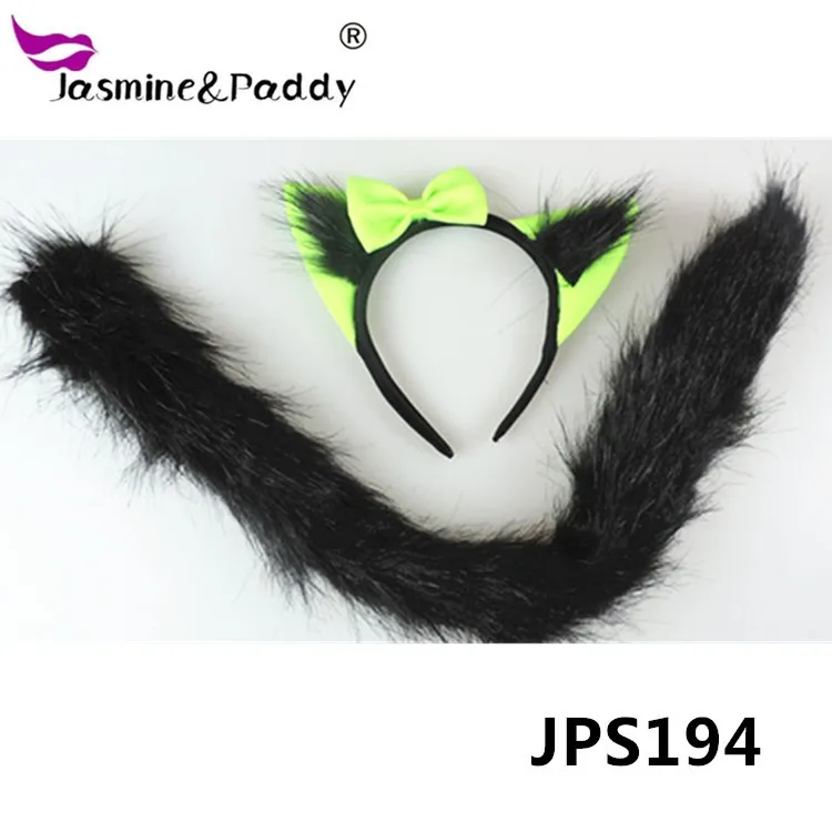 Sexy Black Colour Anime Cat Ears Headband And Tail Party Hoop - Buy