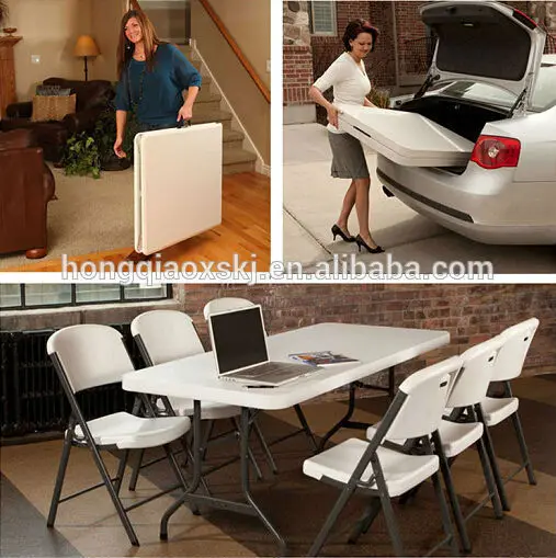 6ft Plastic Foldable Table,Used Folding Table With Chairs Attached