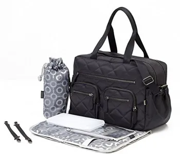 black quilted diaper bag