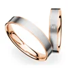 Cheap Silver Rose Gold Two Tone CZ Gemstone Inlay 316L Stainless Steel Wedding Rings Ring Set