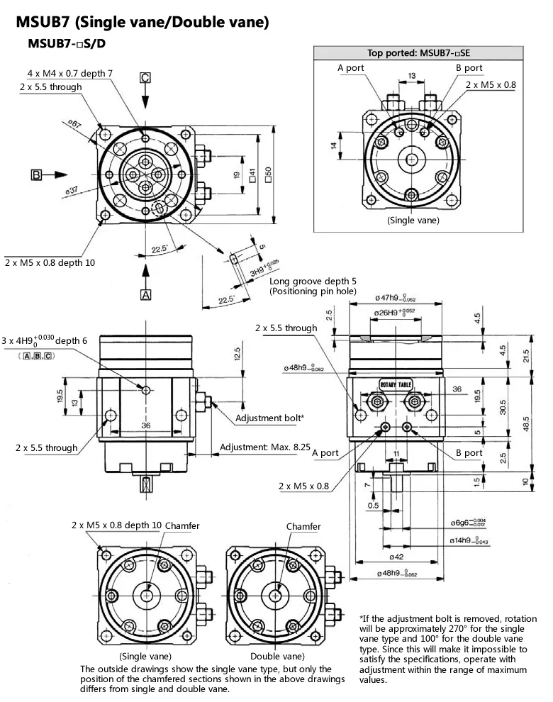 Rotary Table/Pneumatic Cylinder Series MSUB