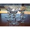 Vintage Champagne Glasses Fire Polished Floral Design Ball ribbed stem 6 4oz