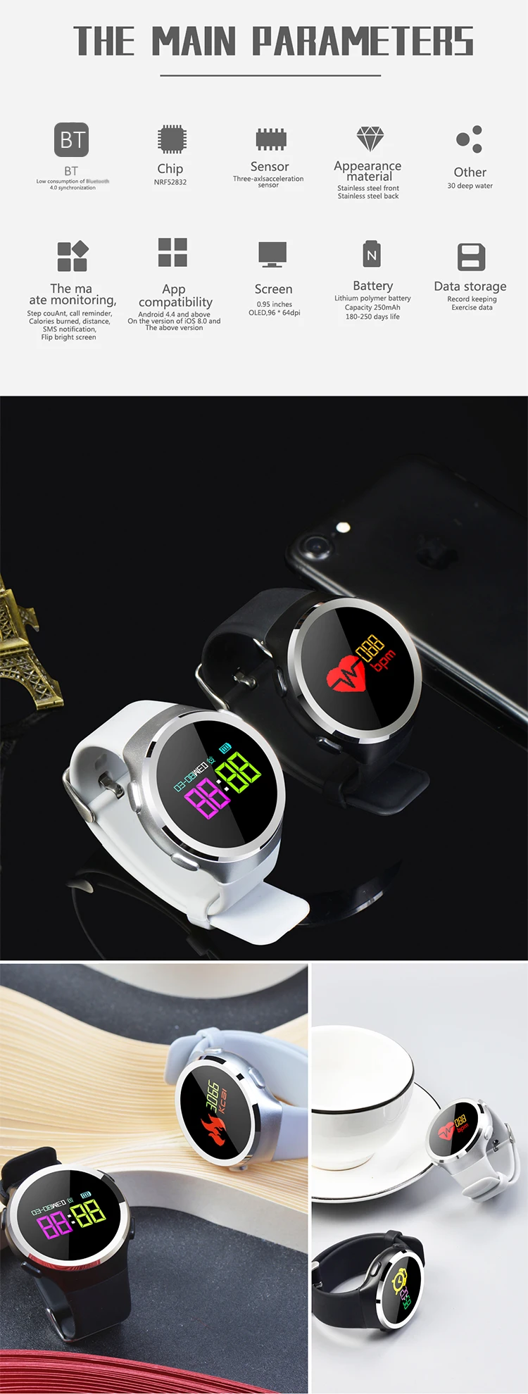 IP 68 heart rate consumer electronics in March Expo smart wristbracelet