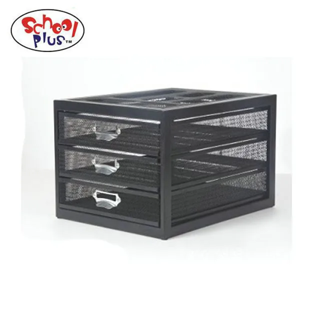 Onyx Mesh Desktop Organizer With 3 Drawers Black Metal Drawer Desk On