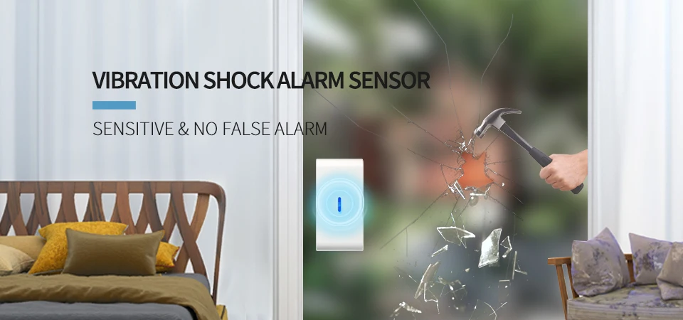 Wireless vibration sensor 433 MHZ 1527EV learning code glass break shock vibration alarm detector