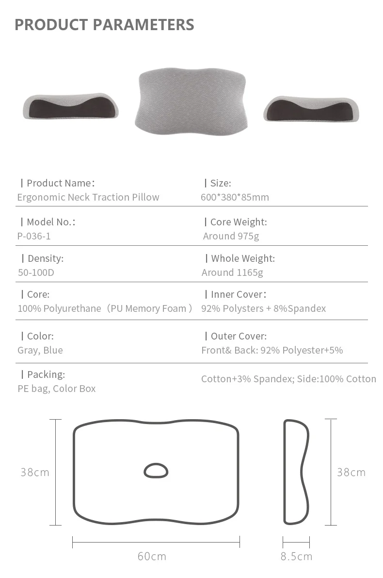 High Density Square Orthopedic Custom Shenzhen Cervical Traction Neck Contour Bed Sleep Bamboo Charcoal Memory Foam Pillow