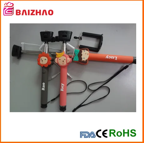 promotion hot sale cable take pole selfie stick, wired selfie stick monopod for smartphones and camera