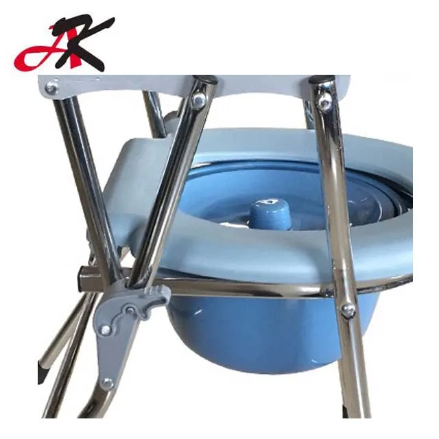 Nursing Pe Plastic Steel Folding Adjustable Commode Movable Bedside