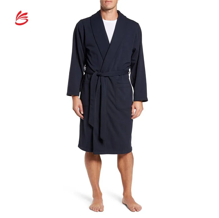 Mens Lightweight Robe 100 Cotton/satin Lounge Wear Jersey Wrap