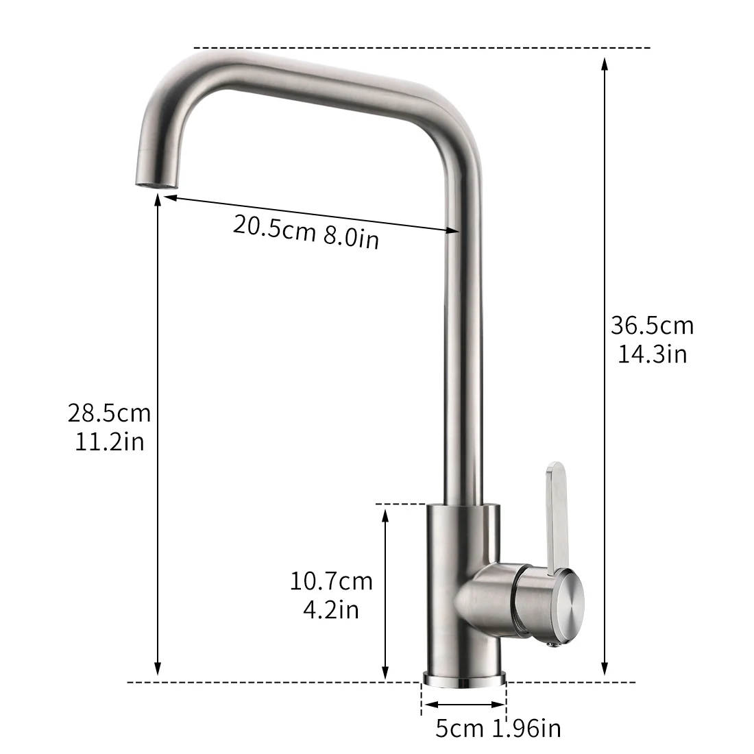 360 Degree Swivel Modern Hot& Cold Mixer Stainless Steel Single Handle Brushed Nickel Kitchen Sink Faucet