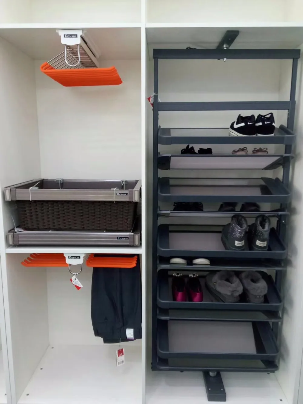 Pull Out Rattan Storage Clothes Basket With Soft Close Sliding Wardrobe