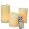 Melted Top Flameless Cream Wax Pillar led candle with Remote