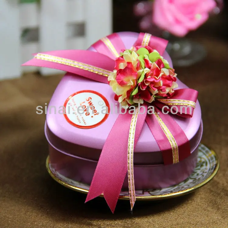 Colorful Flower Pink Heart Shape Candy Tin Gift Box - Buy Candy Tin Box ...