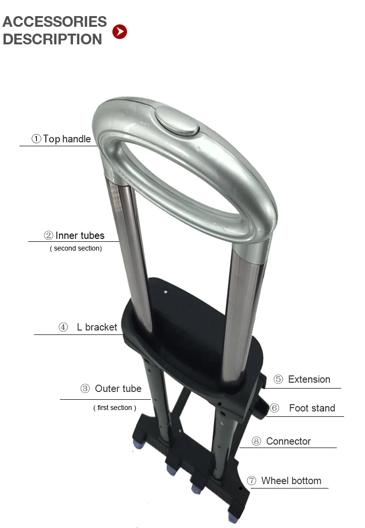 Detachable Retractable Trolley Plastic Luggage Handle Buy Plastic