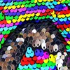China Whosale Designer Fabrics Rainbow Spangle Fish Scale Sequin Fabric