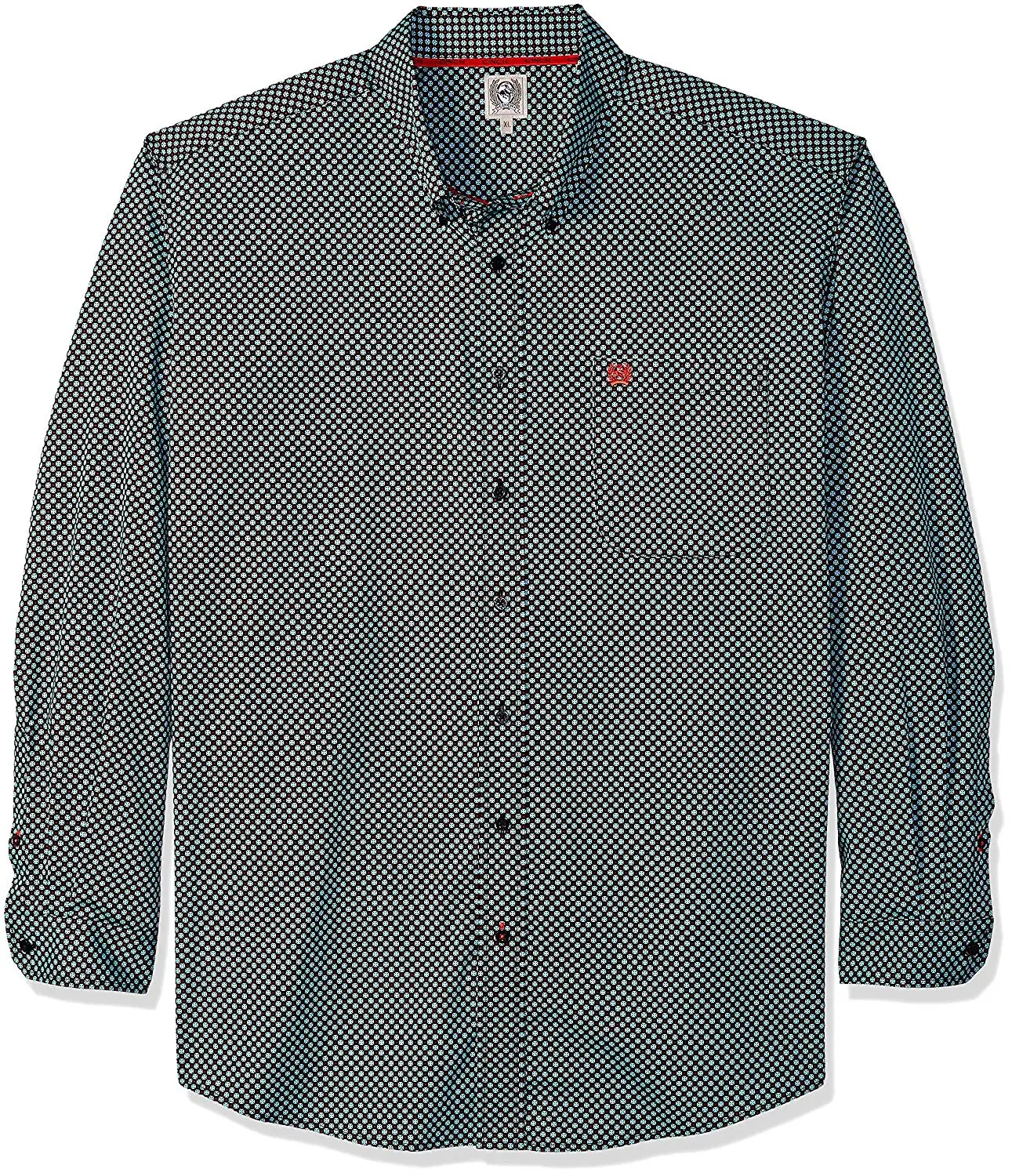Cinch Mens Orange Octagon Print Western Shirt