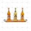 Custom wooden lighted handles bottle wine display stand for 3 bottles display