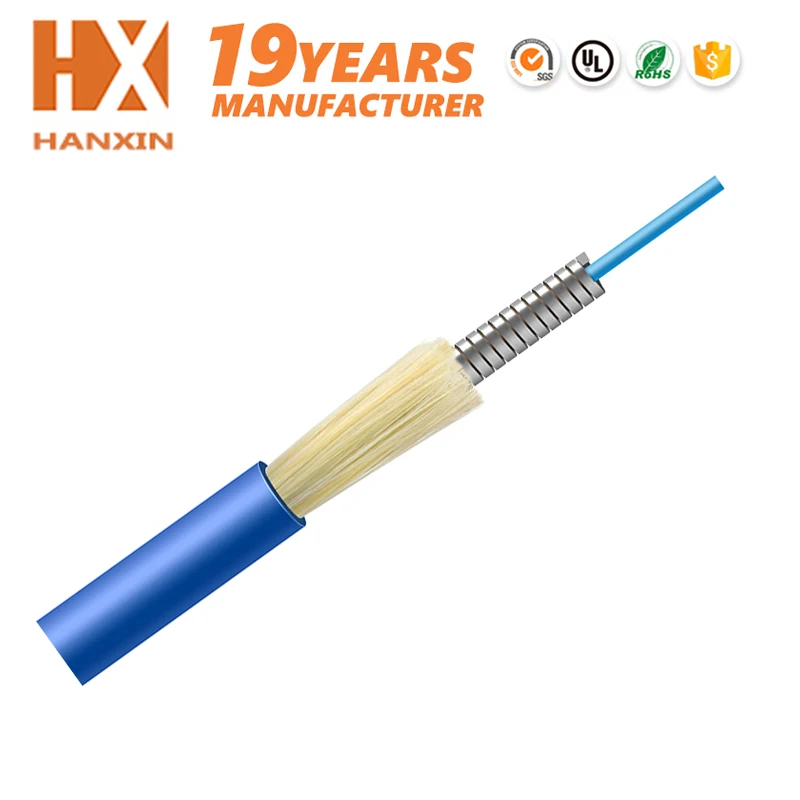 Hanxin 22 Years Fibra Optica Communication Cables Factory Indoor Armored Single Mode 1 2 4 6 8 