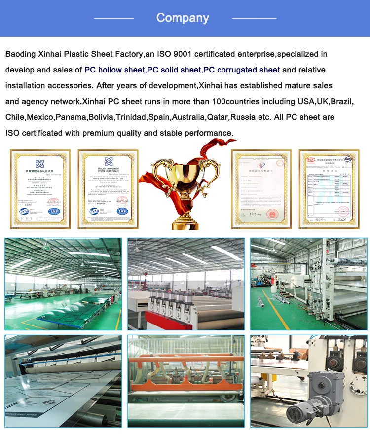 High quality sound and heat insulation custom 8mm to 12mm honeycomb greenhouse panels clear plastic sheet