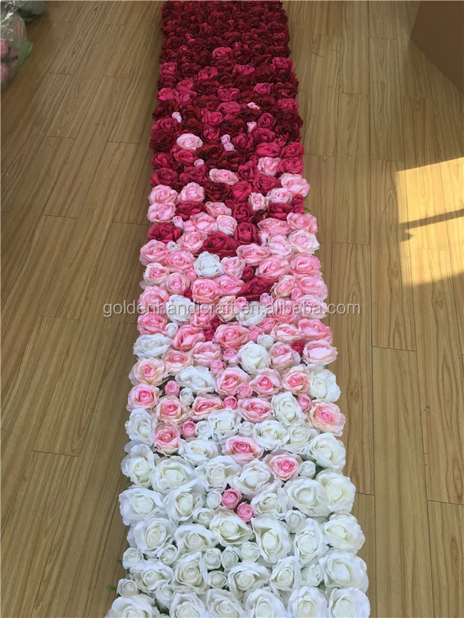 Customized Artificial Silk Wedding Roll Up Flower Wall Rose Backdrop