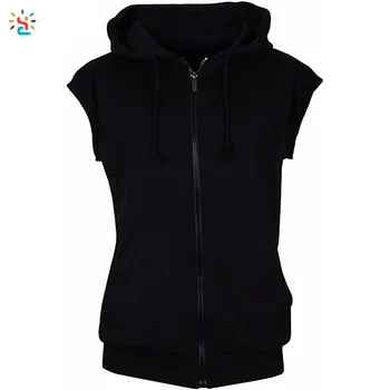 Wholesale Mens Sleeveless Hoodie Blank Zip Up Hoodies Sports Vest ...