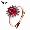 wholesale 925 sterling silver Rose Gold Ruby rings jewelry with high quality gemstone fast delivery