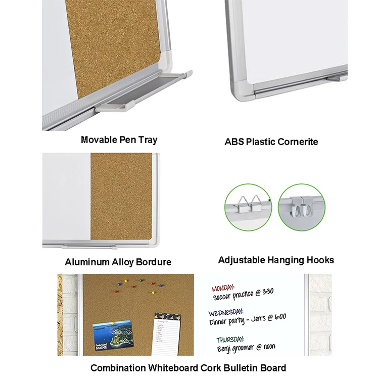 half whiteboard and half cork board