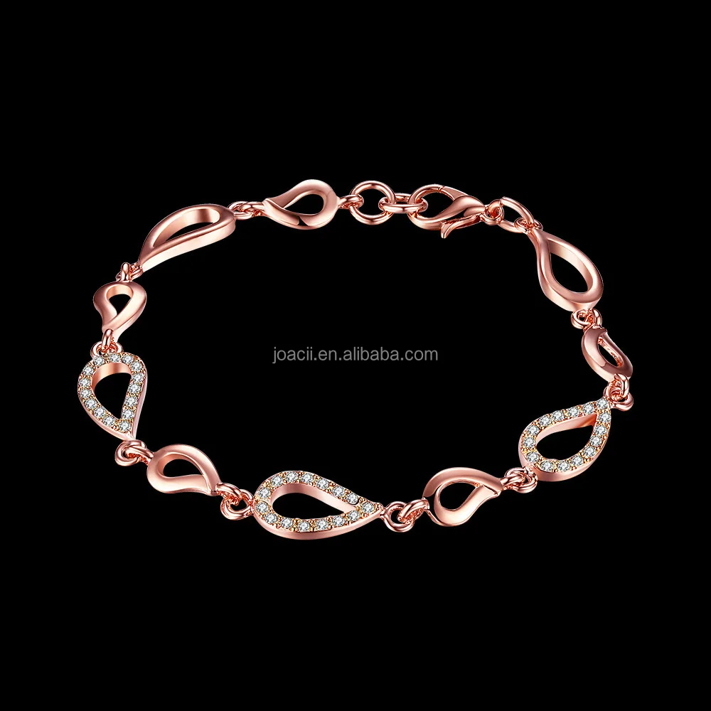 Joacii Unique 18K Rose Gold Plated Waterdrop Hollow Silver Chain Bracelet With Schmuck