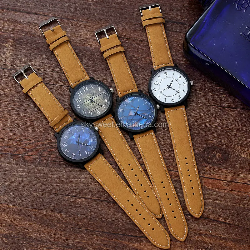 Leather Band Mens Watch Black,Watch For Men - Buy Mens Watch Black