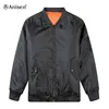 Reversible warm clothing black streetwear waterproof softshell plain satin men bomber jacket