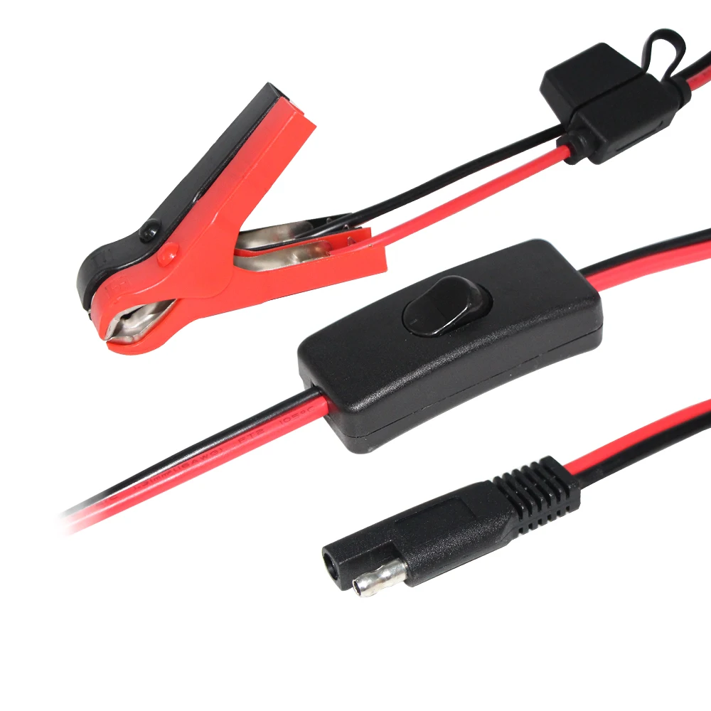 Car jump starter alligator clip to SAE with fuse solar cable (3)