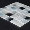 BE288 3D curved wavy arch Foshan clear crystal glass mosaic tile, pattern painting mural interior kitchen backsplash wall tile