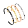 4mm BE THE CHANGE Engraved Letters Plain Cuff Bangle for Female