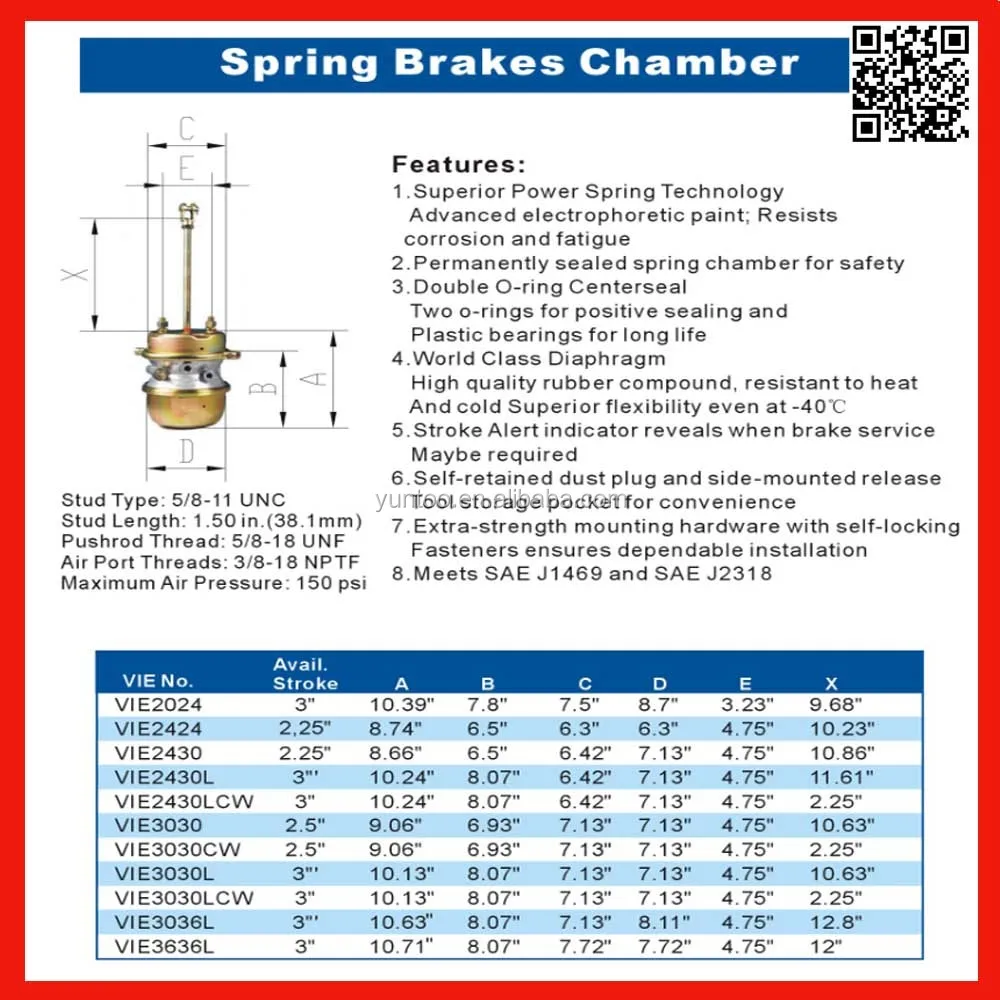 Long Stroke 76/76 Spring Brake Chamber 30/30,Truck Air Brake Chamber ...