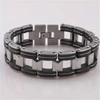 Trendy black silicone jewelry stainless steel watch style bracelet for men