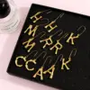 Barlaycs Fashion Statement Personalized Gold Plated 26 Letter Pendant Earrings for Women Jewelry Christmas
