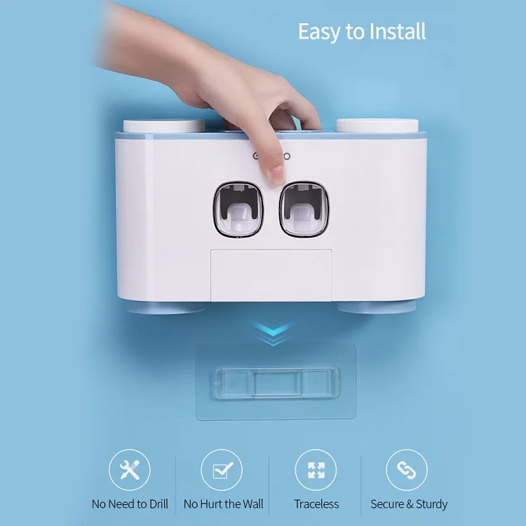 2019 Auto Bathroom Wall Mount Automatic Ecoco Squeezing Toothpaste Dispenser with 5pcs Toothbrush Holder for the Disabled