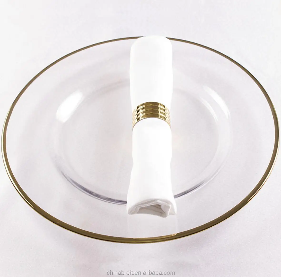 Wedding Tableware Gold Rim Glass Dinner Plate