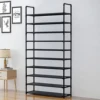 50 pair free standing 10 tier organizer space saving shoe rack