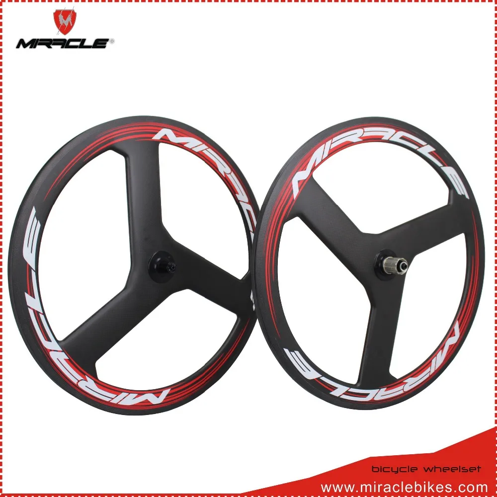 3 Spokes Carbon Road Wheelset,Tri Spokes Fix Gear Wheels,Disc Brake