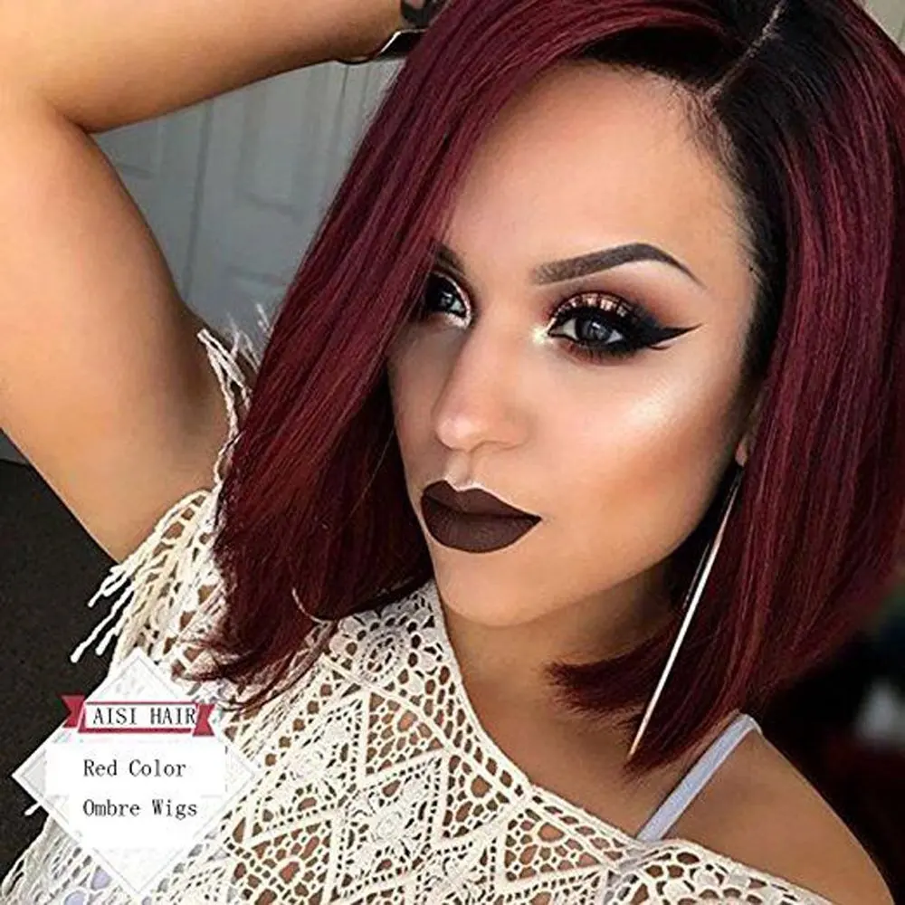 short dark red wig